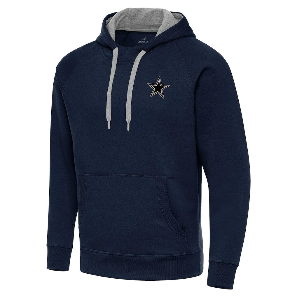 Dallas Cowboys Antigua Brushed Carbon Victory Pullover Hoodie - Navy - NFL