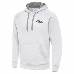 Denver Broncos Antigua Brushed Carbon Victory Pullover Hoodie - White - NFL
