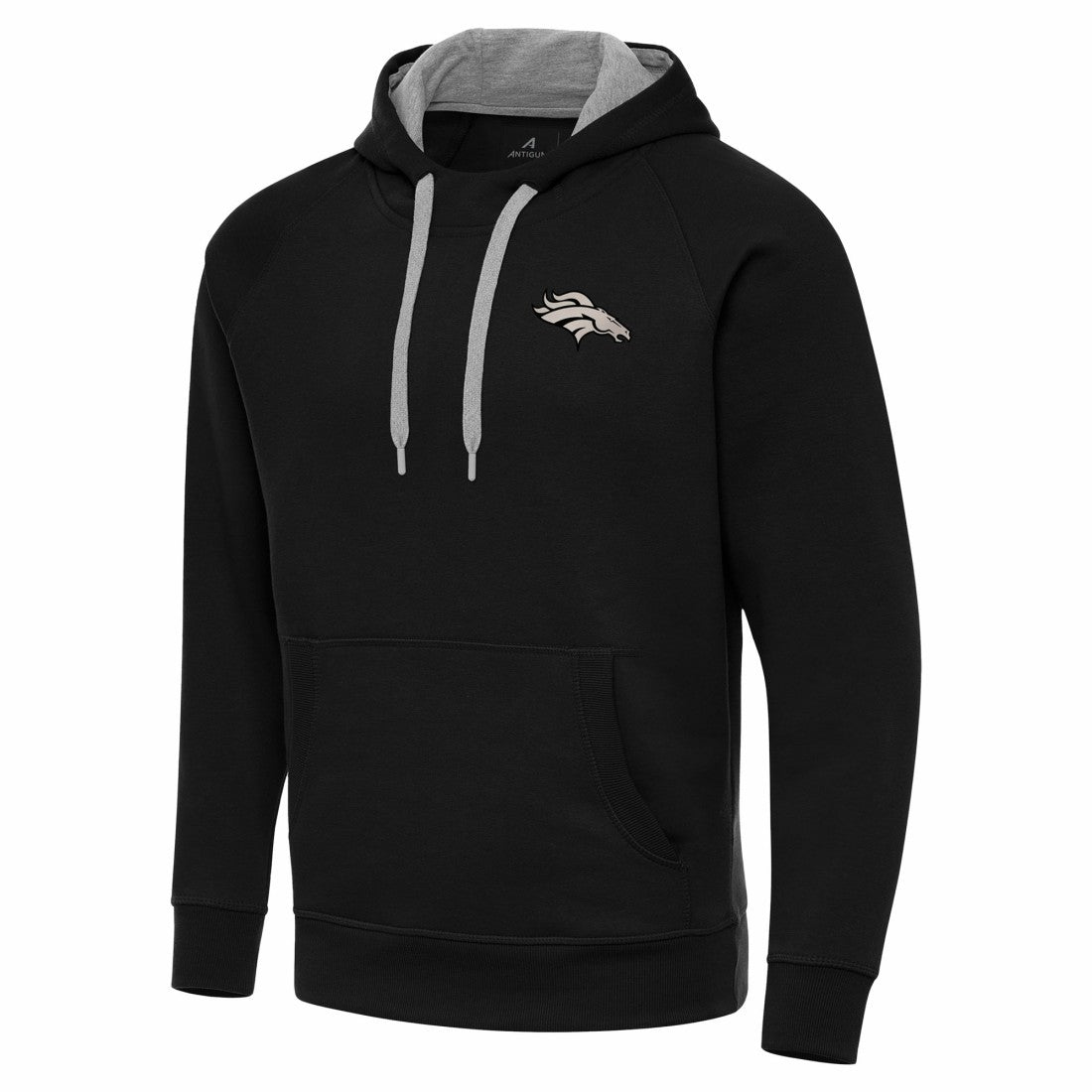 Denver Broncos Antigua Brushed Carbon Victory Pullover Hoodie - Black - NFL
