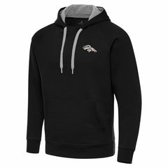 Denver Broncos Antigua Brushed Carbon Victory Pullover Hoodie - Black - NFL