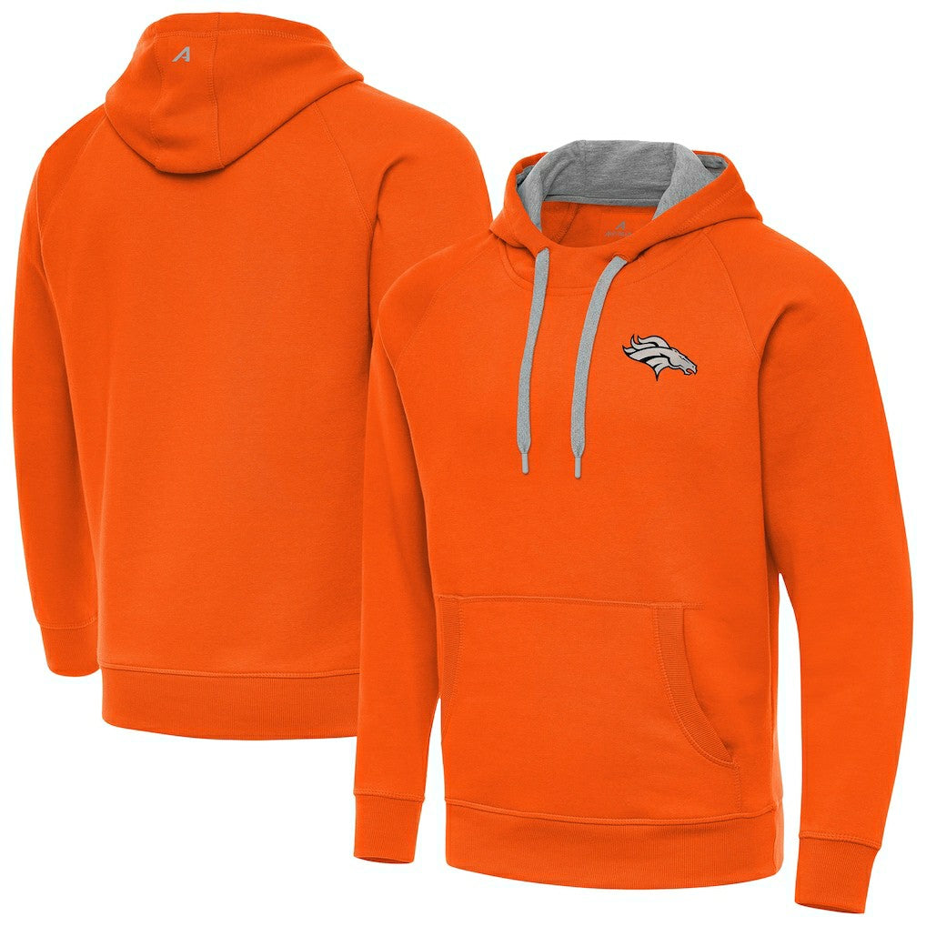 Denver Broncos Antigua Brushed Carbon Victory Pullover Hoodie - Orange - NFL