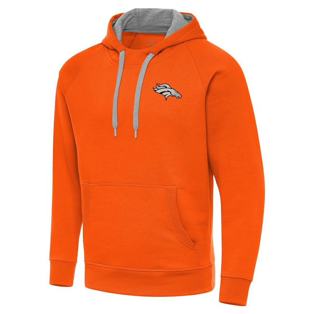 Denver Broncos Antigua Brushed Carbon Victory Pullover Hoodie - Orange - NFL