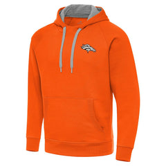 Denver Broncos Antigua Brushed Carbon Victory Pullover Hoodie - Orange - NFL