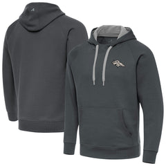 Denver Broncos Antigua Brushed Carbon Victory Pullover Hoodie - Charcoal - NFL
