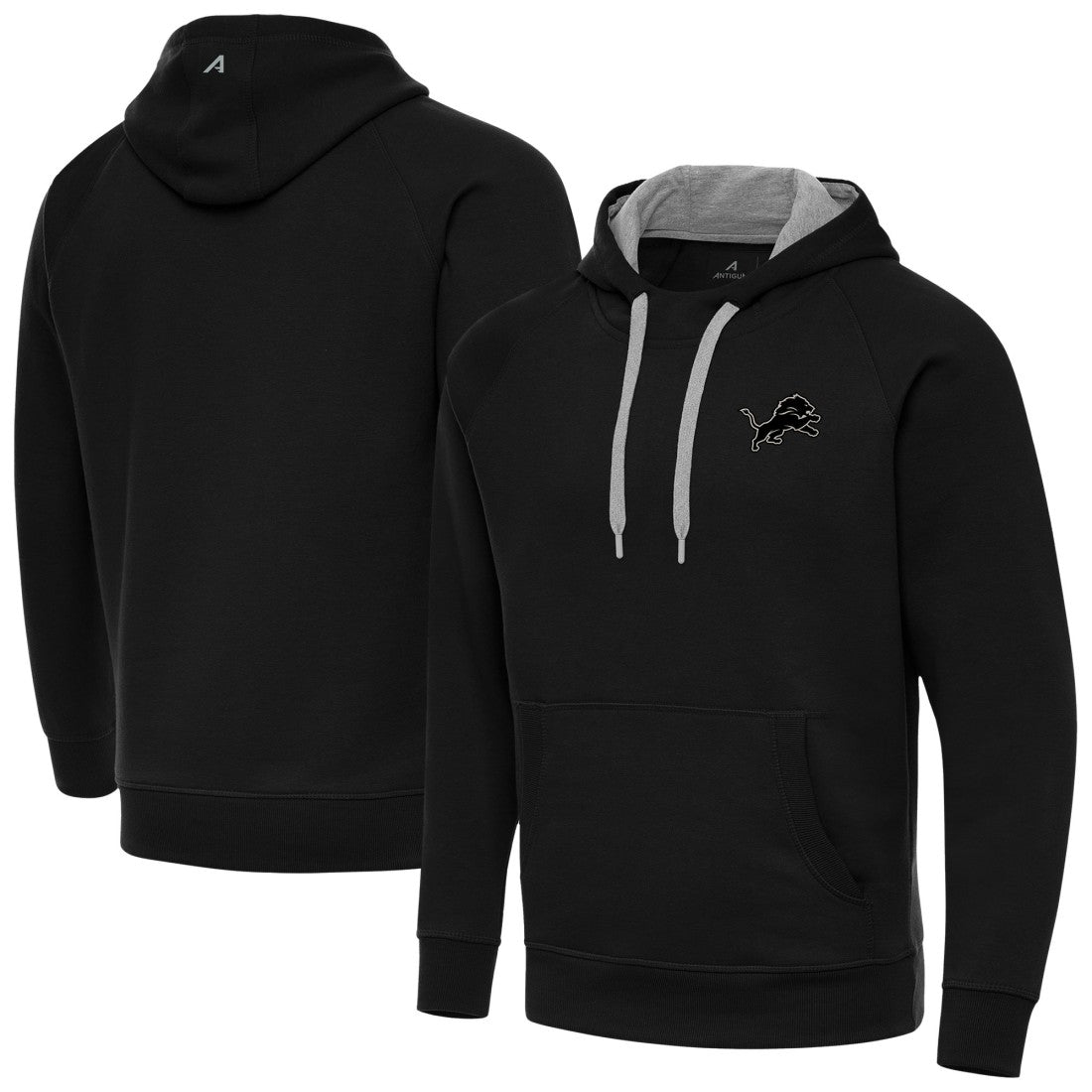 Detroit Lions Antigua Brushed Carbon Victory Pullover Hoodie - Black - NFL