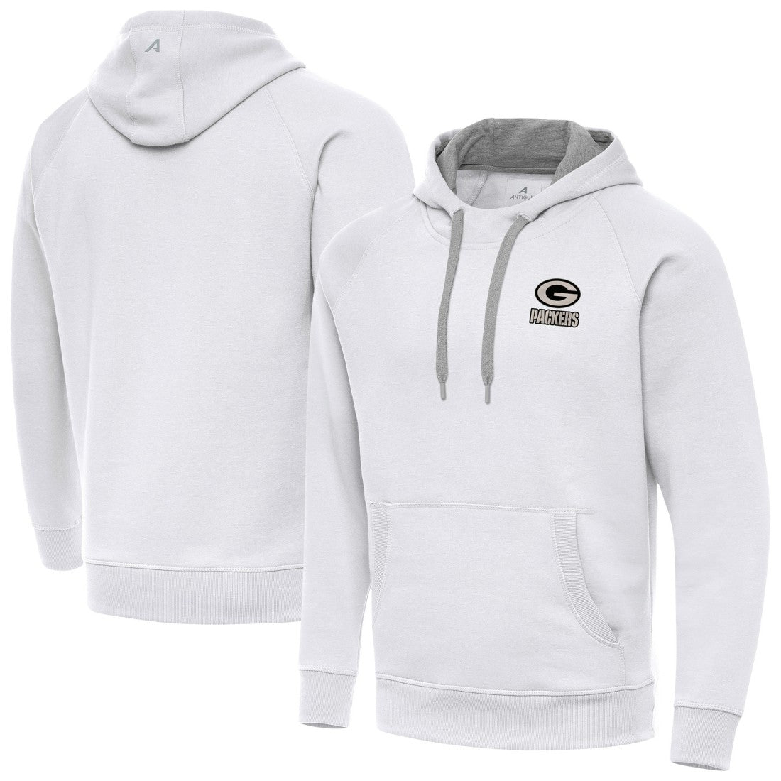 Green Bay Packers Antigua Brushed Carbon Victory Pullover Hoodie - White - NFL