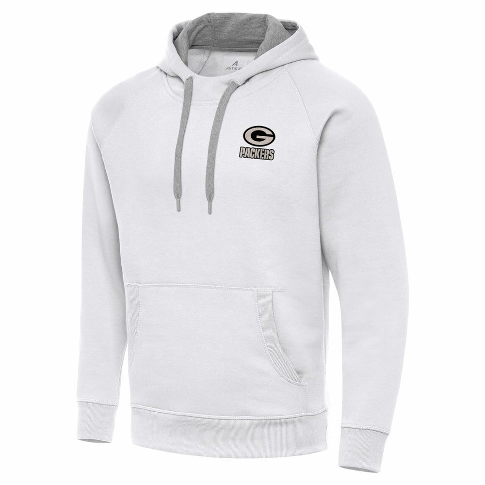 Green Bay Packers Antigua Brushed Carbon Victory Pullover Hoodie - White - NFL