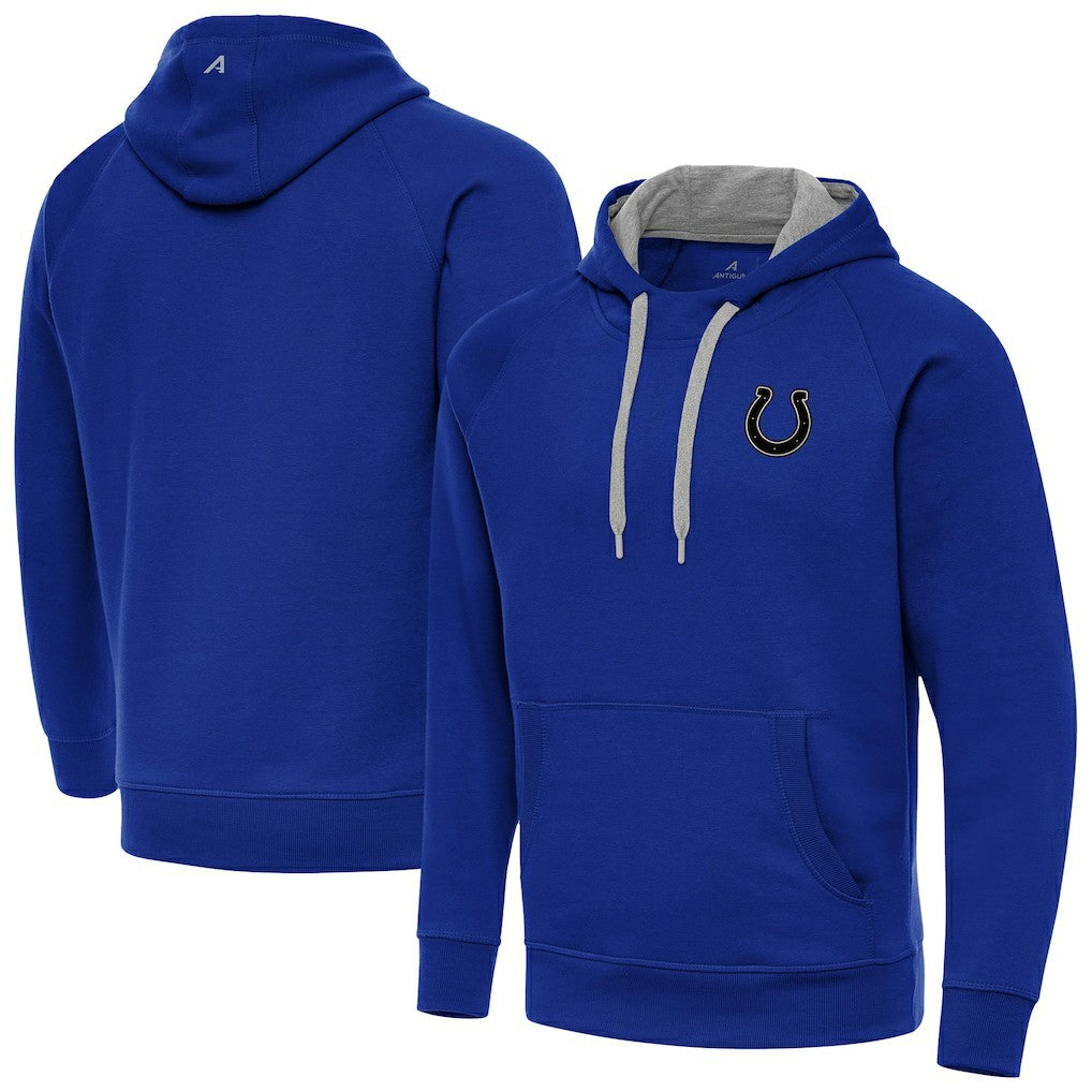 Indianapolis Colts Antigua Brushed Carbon Victory Pullover Hoodie - Royal - NFL