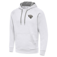 Jacksonville Jaguars Antigua Brushed Carbon Victory Pullover Hoodie - White - NFL