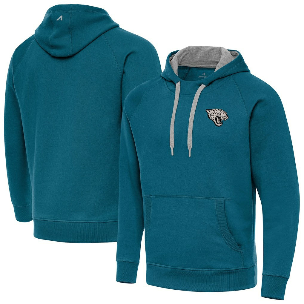 Jacksonville Jaguars Antigua Brushed Carbon Victory Pullover Hoodie - Teal - NFL