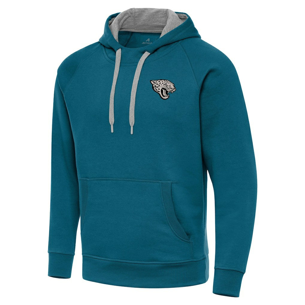 Jacksonville Jaguars Antigua Brushed Carbon Victory Pullover Hoodie - Teal - NFL
