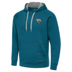 Jacksonville Jaguars Antigua Brushed Carbon Victory Pullover Hoodie - Teal - NFL