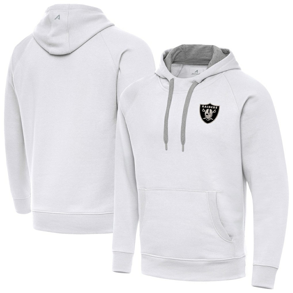 Las Vegas Raiders Antigua Brushed Carbon Victory Pullover Hoodie - White - NFL