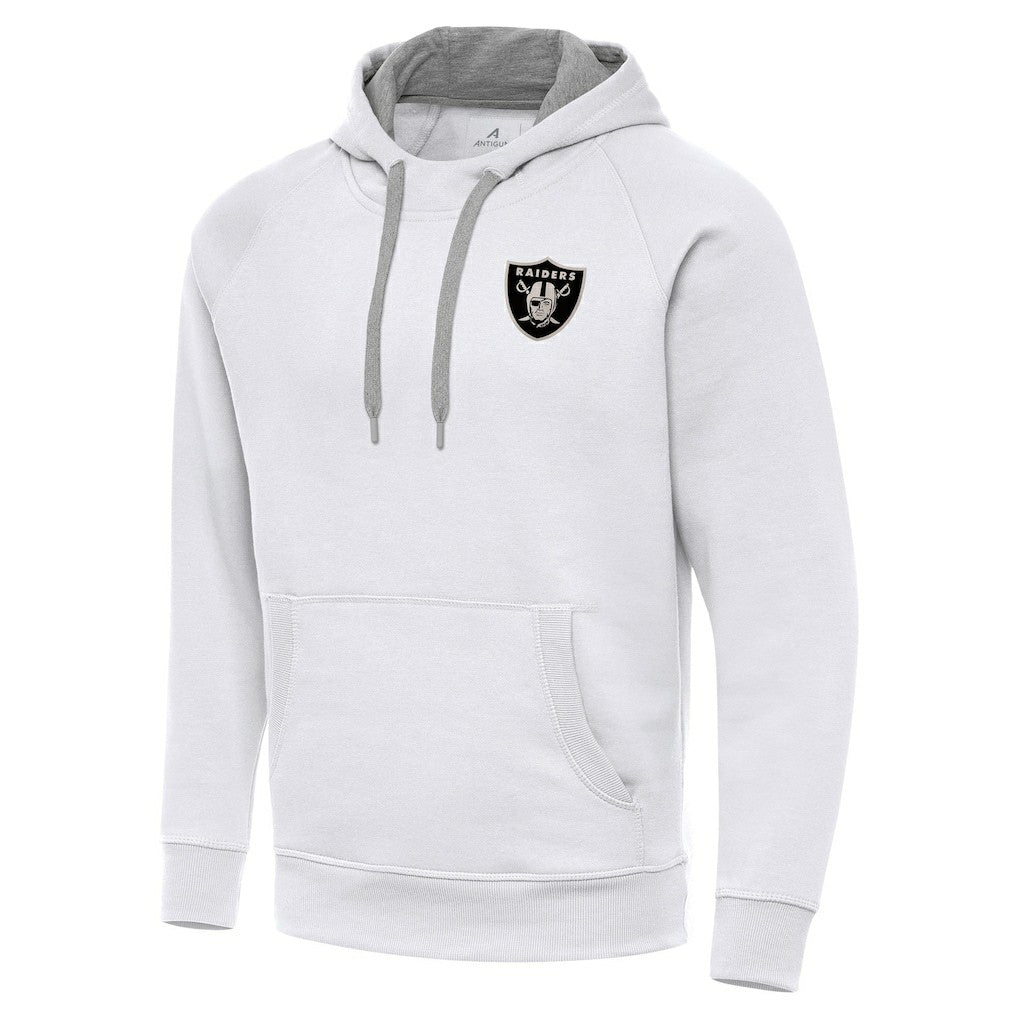 Las Vegas Raiders Antigua Brushed Carbon Victory Pullover Hoodie - White - NFL