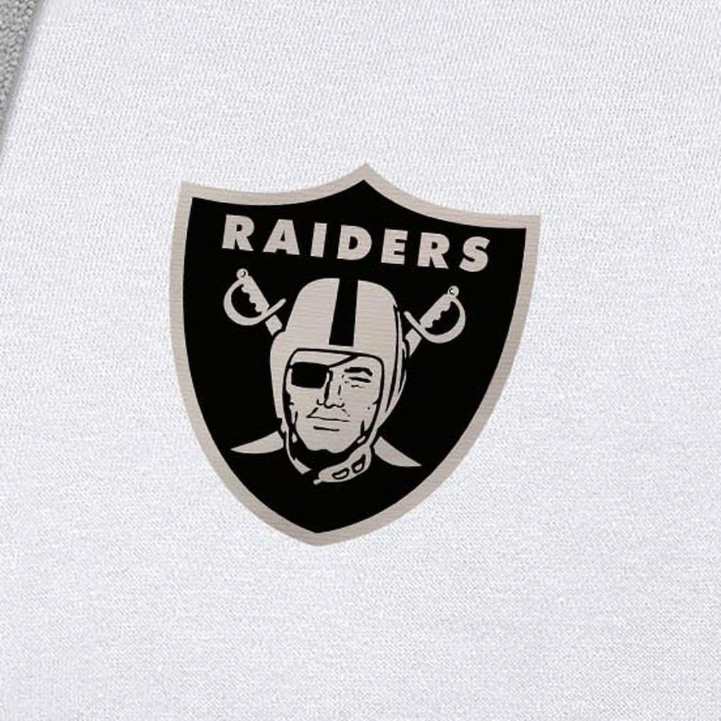 Las Vegas Raiders Antigua Brushed Carbon Victory Pullover Hoodie - White - NFL