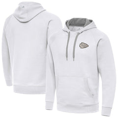 Kansas City Chiefs Antigua Brushed Carbon Victory Pullover Hoodie - White - NFL