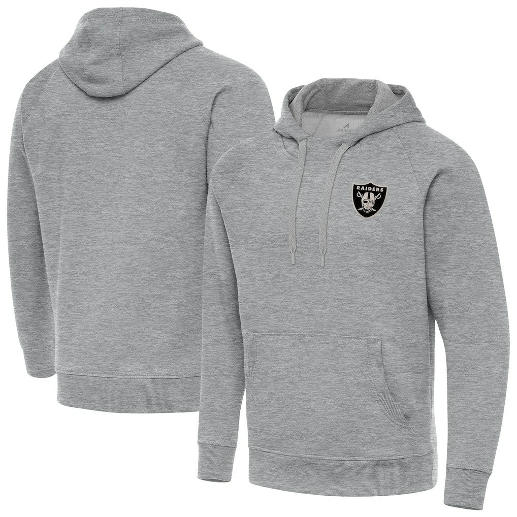 Las Vegas Raiders Antigua Brushed Carbon Victory Pullover Hoodie - Heather Gray - NFL
