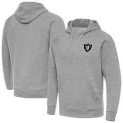 Las Vegas Raiders Antigua Brushed Carbon Victory Pullover Hoodie - Heather Gray - NFL