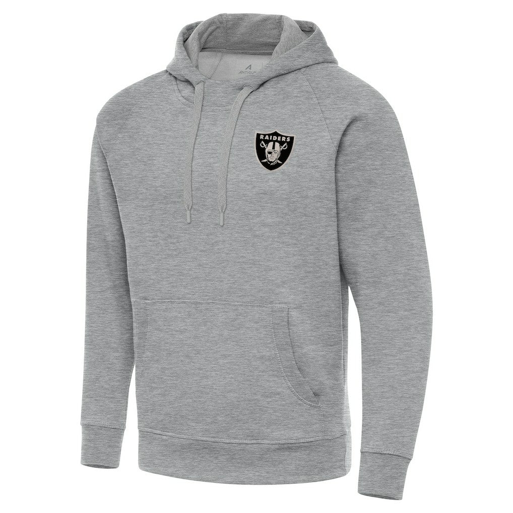 Las Vegas Raiders Antigua Brushed Carbon Victory Pullover Hoodie - Heather Gray - NFL