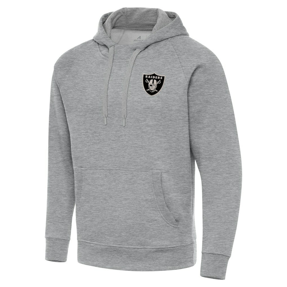 Las Vegas Raiders Antigua Brushed Carbon Victory Pullover Hoodie - Heather Gray - NFL