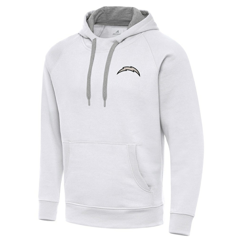 Los Angeles Chargers Antigua Brushed Carbon Victory Pullover Hoodie - White - NFL
