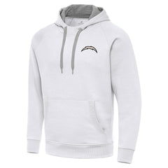 Los Angeles Chargers Antigua Brushed Carbon Victory Pullover Hoodie - White - NFL