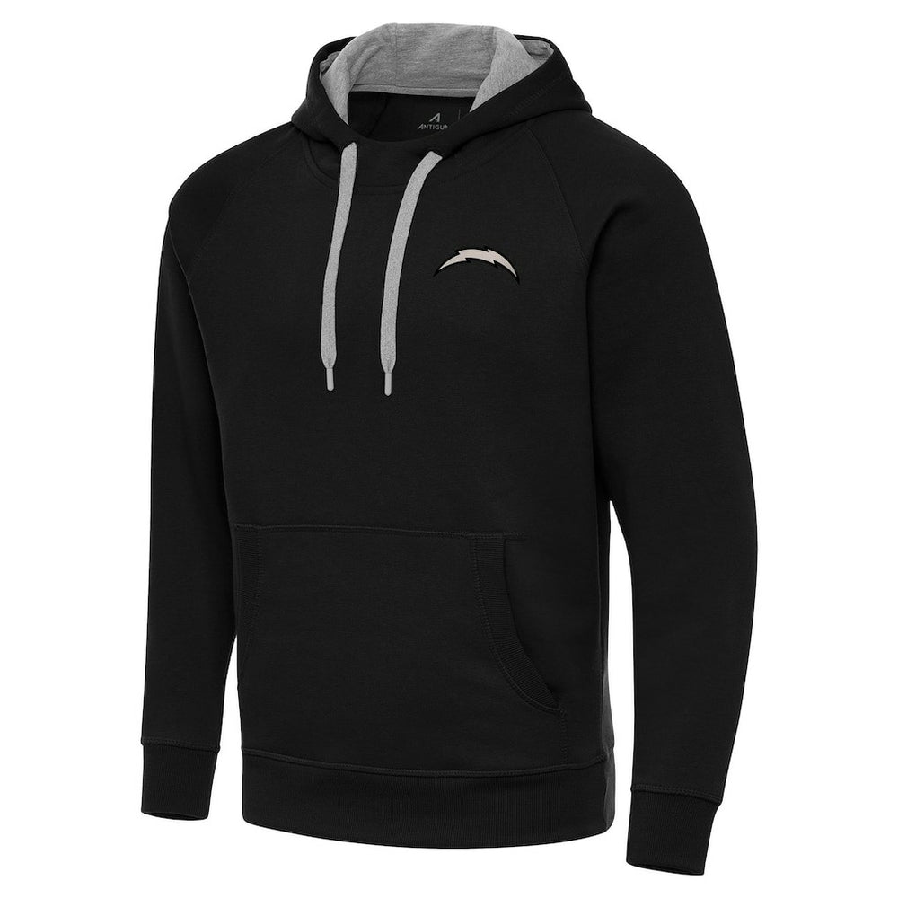 Los Angeles Chargers Antigua Brushed Carbon Victory Pullover Hoodie - Black - NFL
