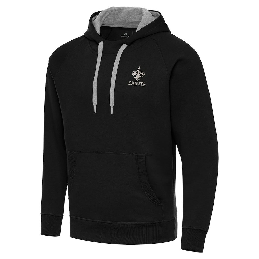 New Orleans Saints Antigua Brushed Carbon Victory Pullover Hoodie - Black - NFL