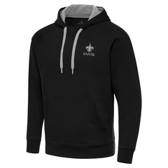 New Orleans Saints Antigua Brushed Carbon Victory Pullover Hoodie - Black - NFL