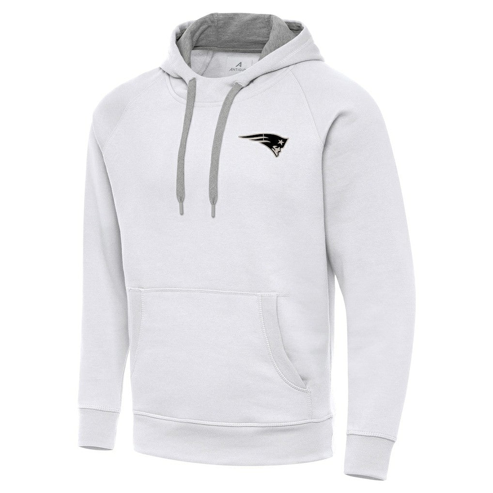 New England Patriots Antigua Brushed Carbon Victory Pullover Hoodie - White - NFL