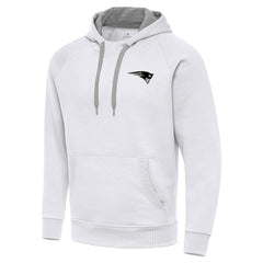 New England Patriots Antigua Brushed Carbon Victory Pullover Hoodie - White - NFL