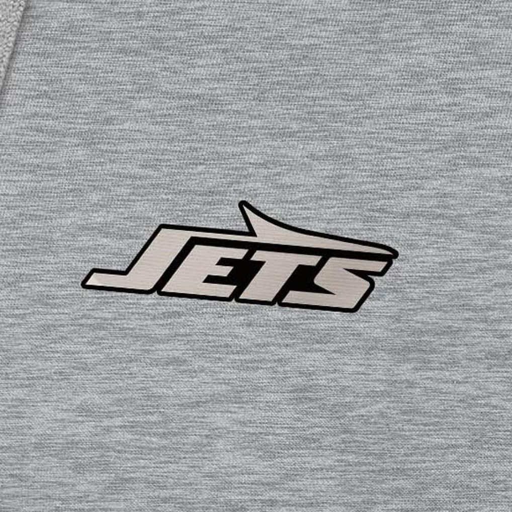 New York Jets Antigua Brushed Carbon Victory Pullover Hoodie - Heather Gray - NFL