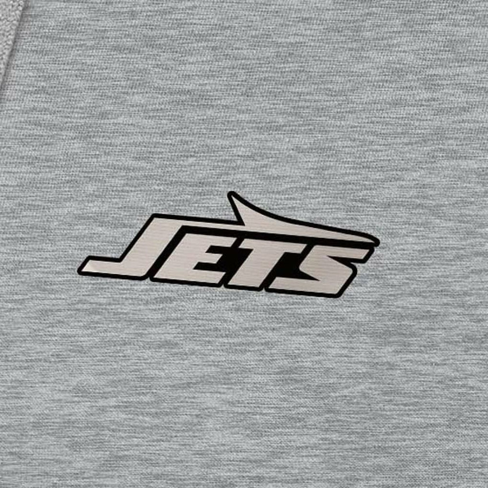 New York Jets Antigua Brushed Carbon Victory Pullover Hoodie - Heather Gray - NFL