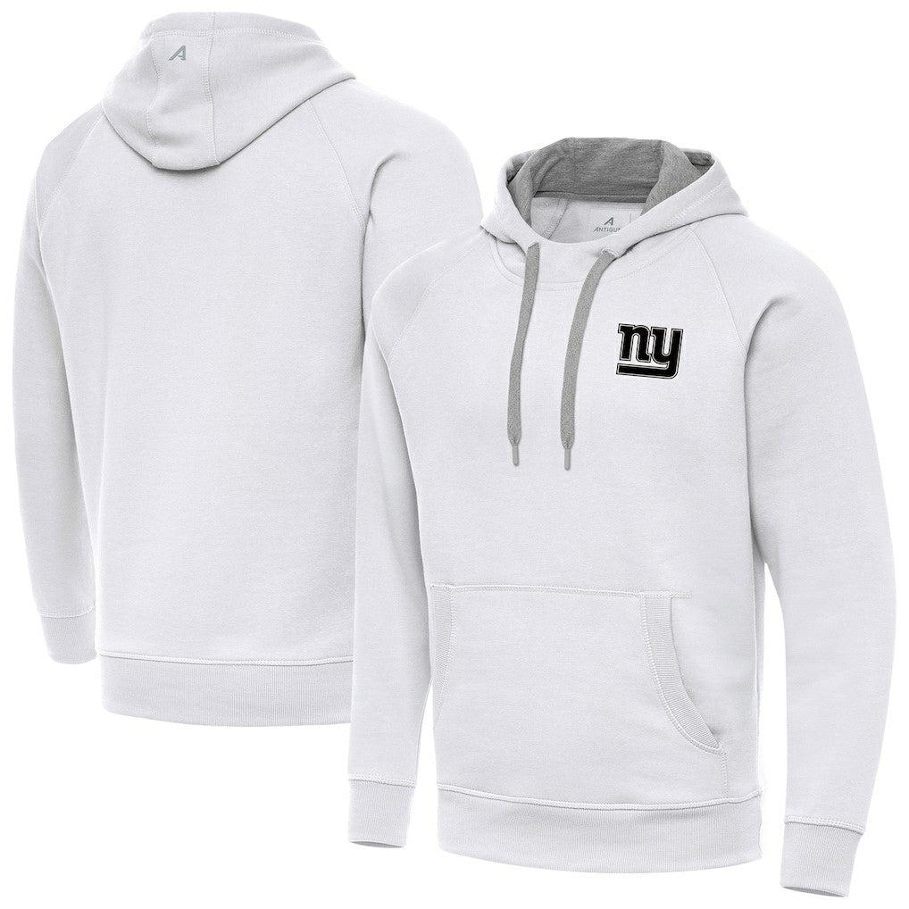 New York Giants Antigua Brushed Carbon Victory Pullover Hoodie - White - NFL