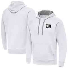 New York Giants Antigua Brushed Carbon Victory Pullover Hoodie - White - NFL