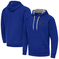 New York Giants Antigua Brushed Carbon Victory Pullover Hoodie - Royal - NFL