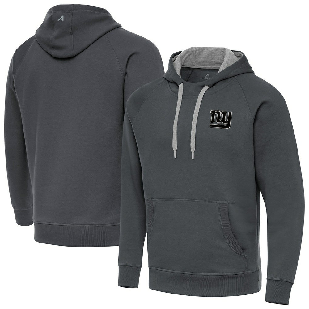 New York Giants Antigua Brushed Carbon Victory Pullover Hoodie - Charcoal - NFL