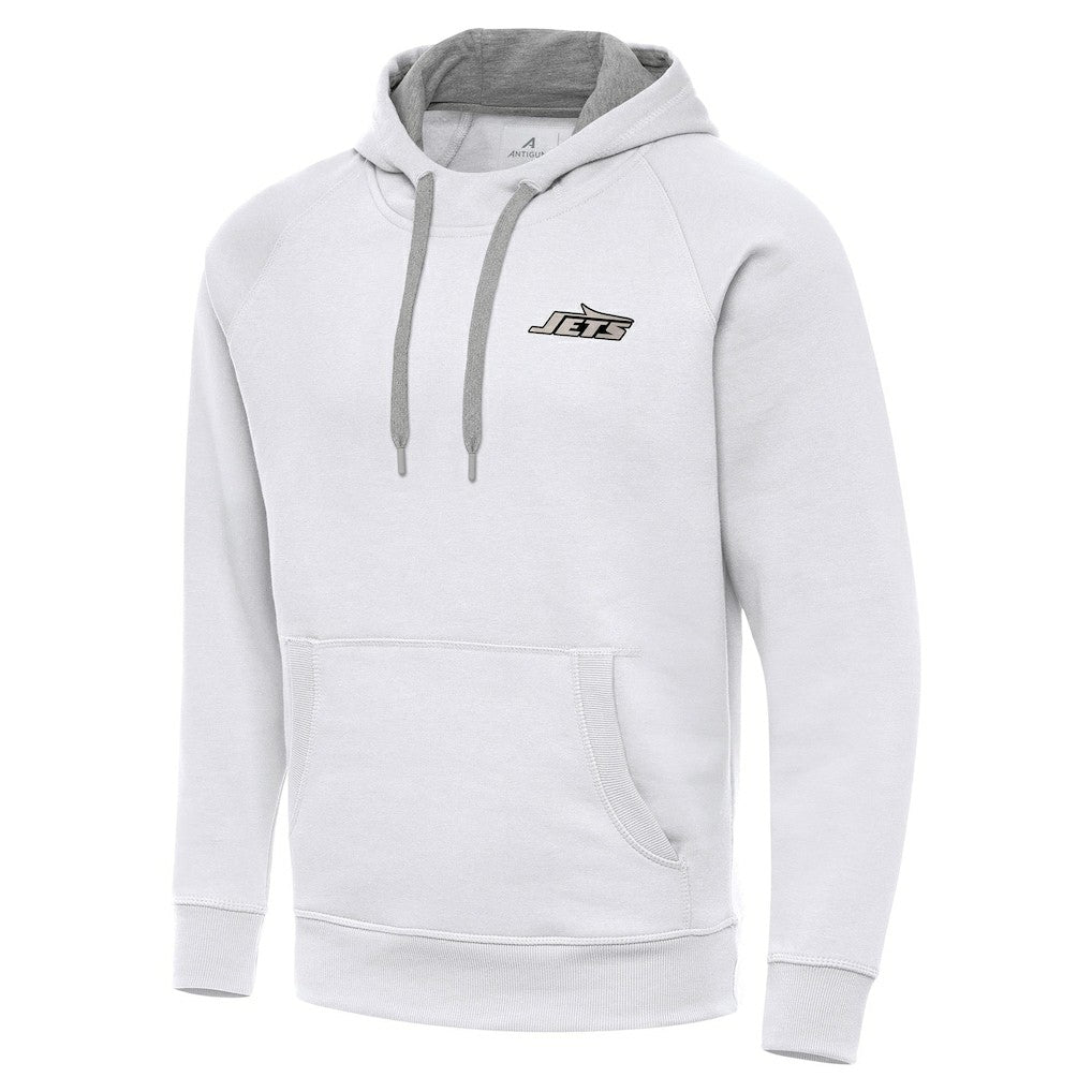 New York Jets Antigua Brushed Carbon Victory Pullover Hoodie - White - NFL
