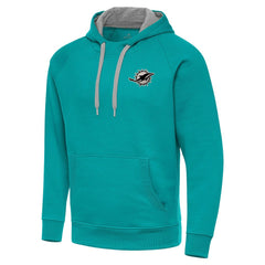 Miami Dolphins Antigua Brushed Carbon Victory Pullover Hoodie - Aqua - NFL