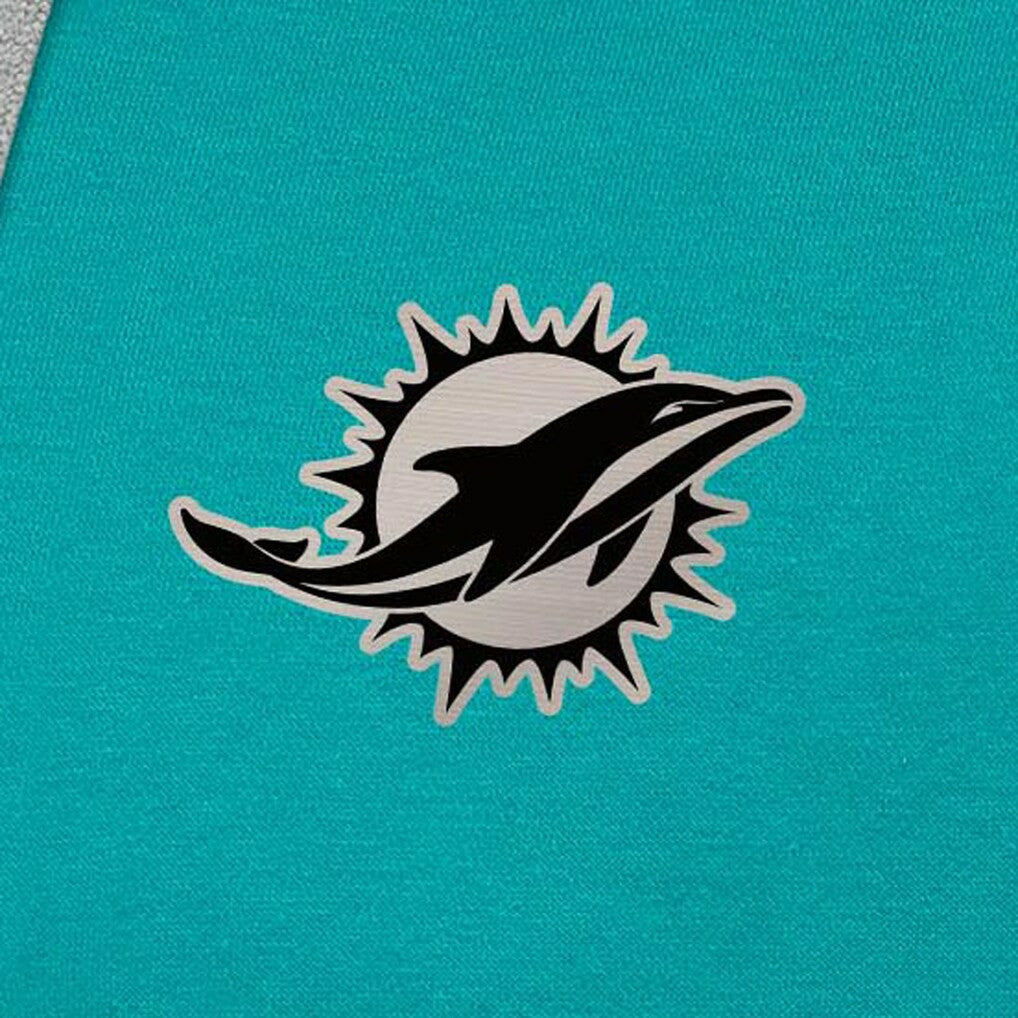 Miami Dolphins Antigua Brushed Carbon Victory Pullover Hoodie - Aqua - NFL