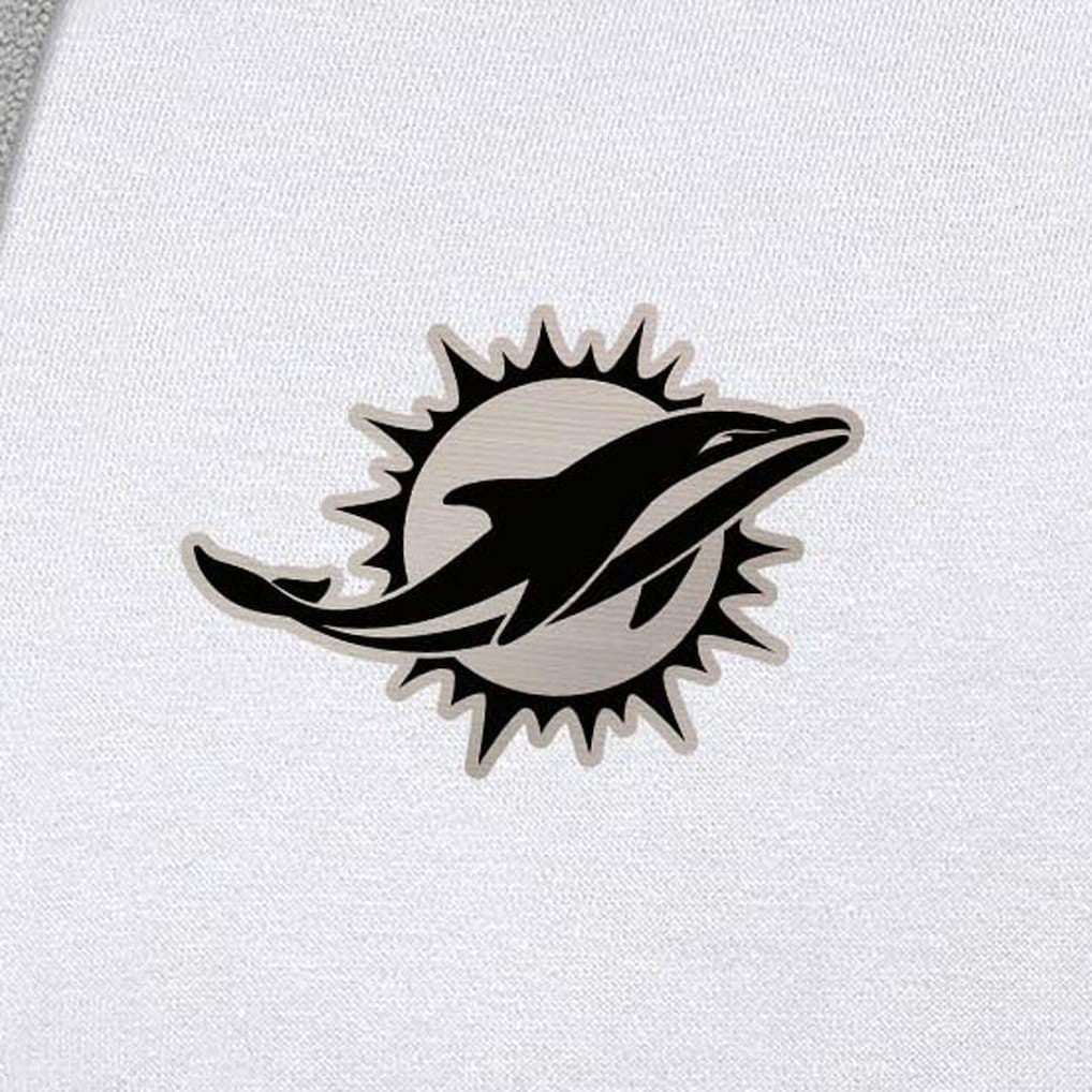 Miami Dolphins Antigua Brushed Carbon Victory Pullover Hoodie - White - NFL
