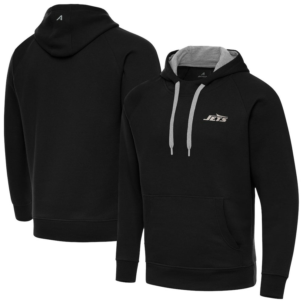 New York Jets Antigua Brushed Carbon Victory Pullover Hoodie - Black - NFL