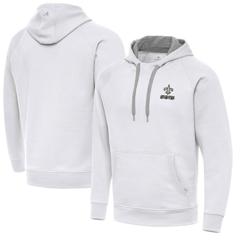 New Orleans Saints Antigua Brushed Carbon Victory Pullover Hoodie - White - NFL