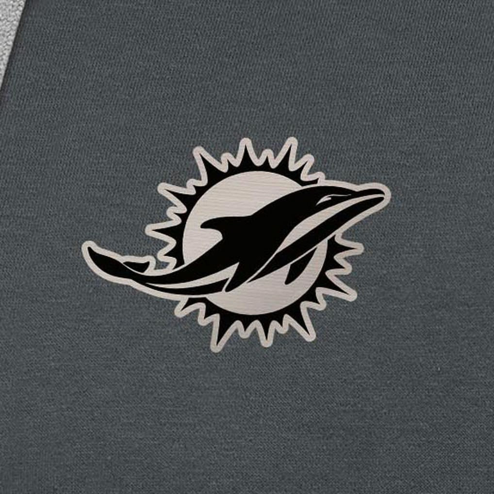 Miami Dolphins Antigua Brushed Carbon Victory Pullover Hoodie - Charcoal - NFL