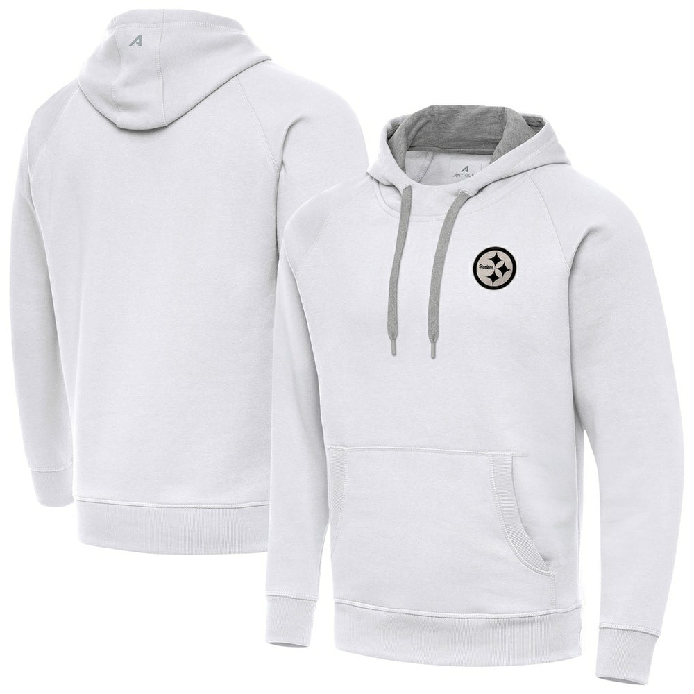 Pittsburgh Steelers Antigua Brushed Carbon Victory Pullover Hoodie - White - NFL