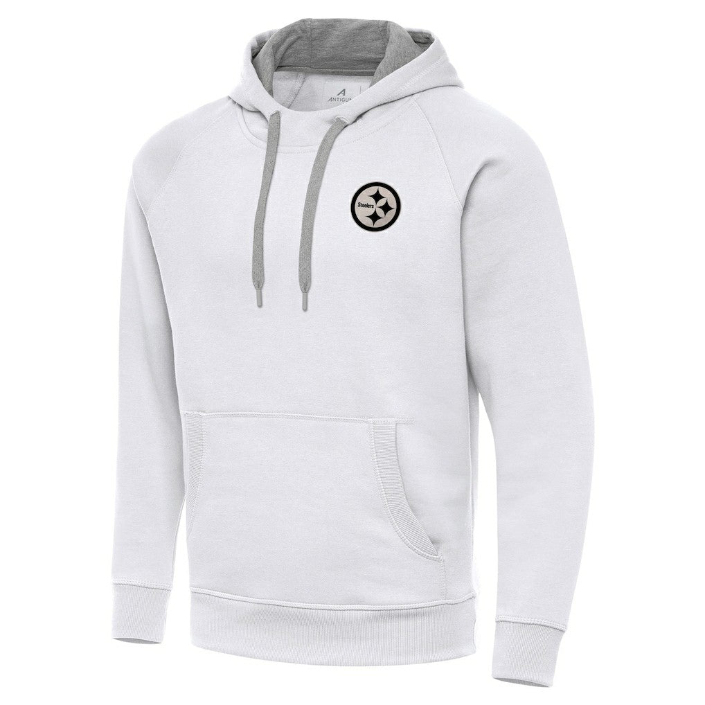Pittsburgh Steelers Antigua Brushed Carbon Victory Pullover Hoodie - White - NFL