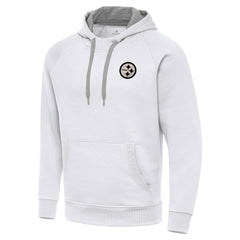 Pittsburgh Steelers Antigua Brushed Carbon Victory Pullover Hoodie - White - NFL