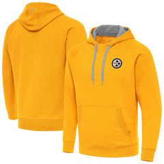 Pittsburgh Steelers Antigua Brushed Carbon Victory Pullover Hoodie - Gold - NFL