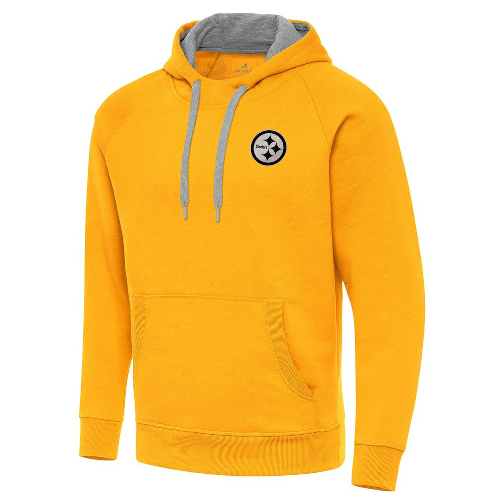 Pittsburgh Steelers Antigua Brushed Carbon Victory Pullover Hoodie - Gold - NFL