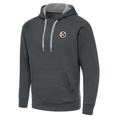 Pittsburgh Steelers Antigua Brushed Carbon Victory Pullover Hoodie - Charcoal - NFL